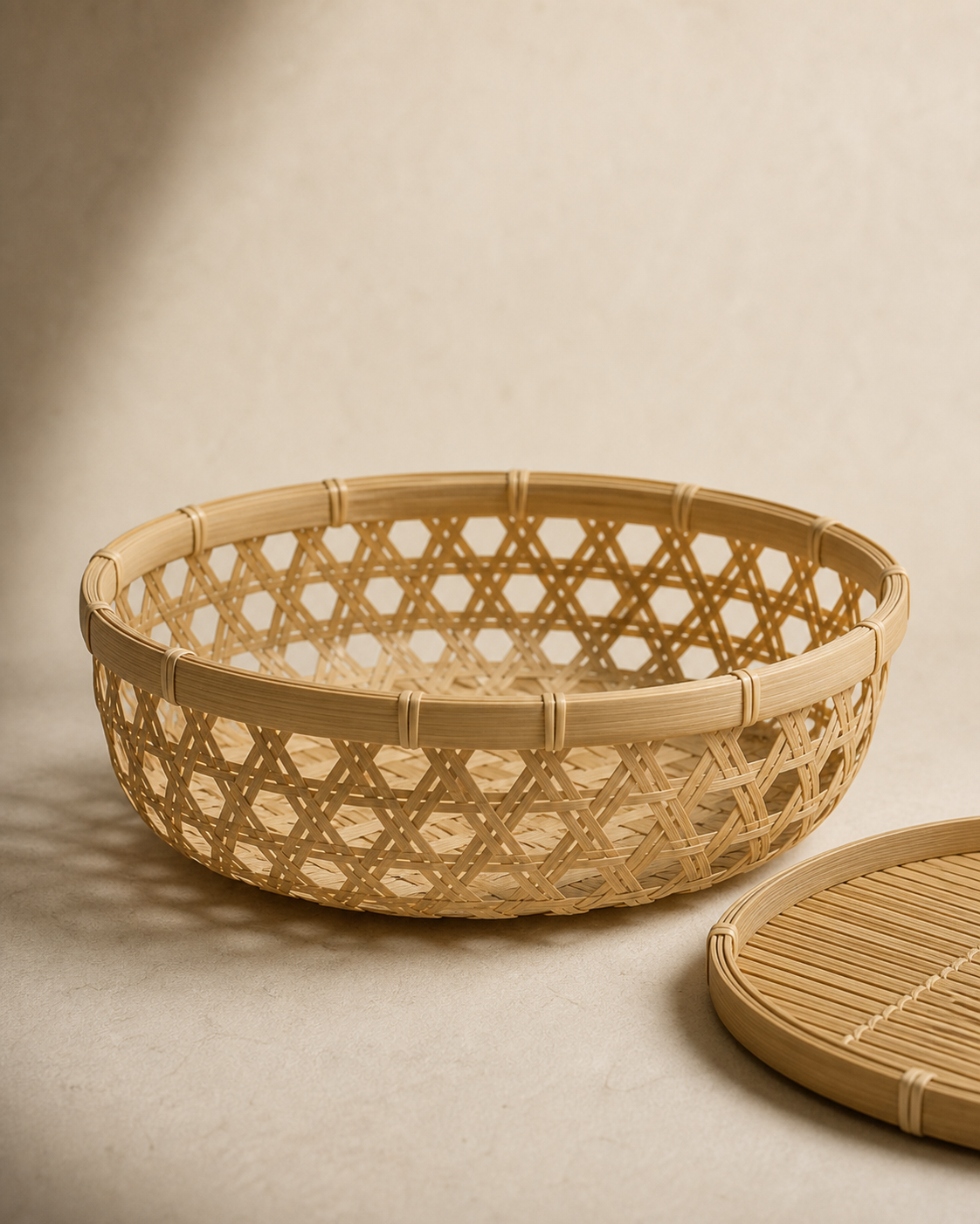 Woven bamboo basket