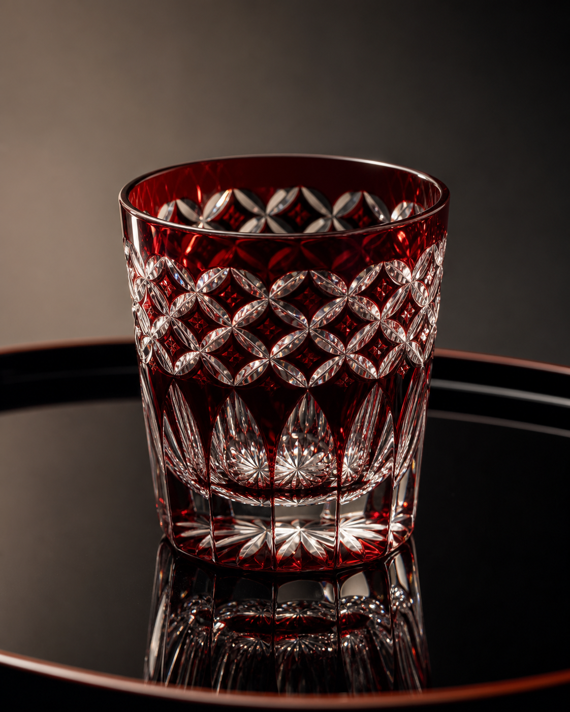 Ruby Edo Kiriko cut glass